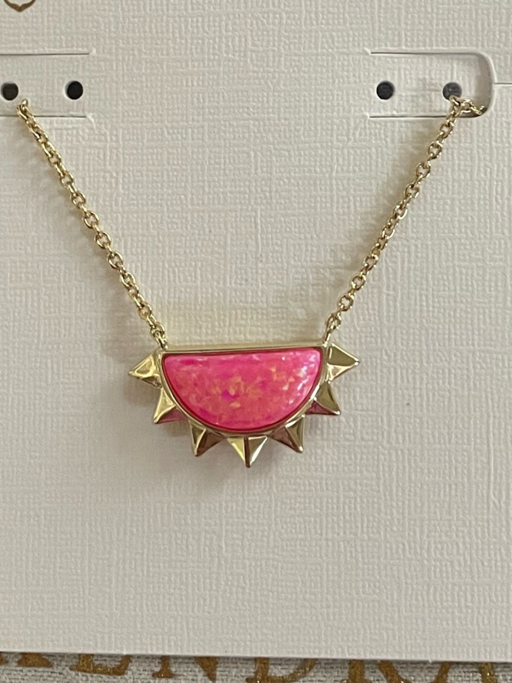 NWOT Kendra Scott Pink Sienna Half Sun Pendant Necklace - Picture 2 of 3